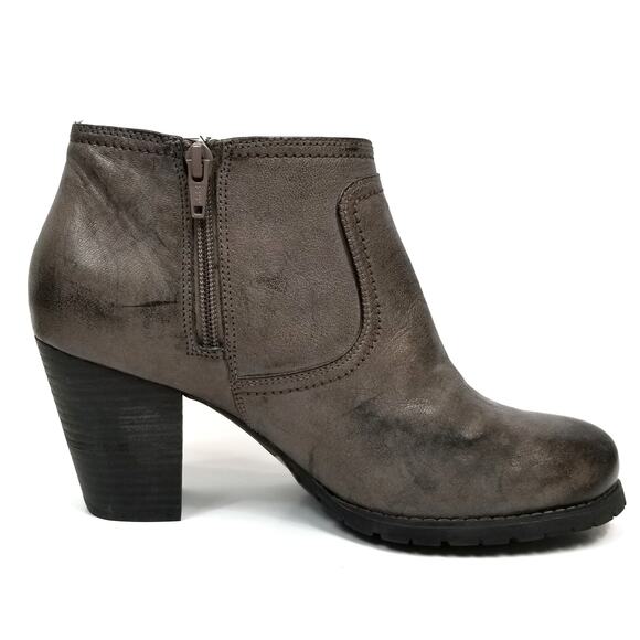 Clarks Women's Gray Stacked Heel Leather Ankle Boots Booties Size 9.5 - Picture 3 of 11